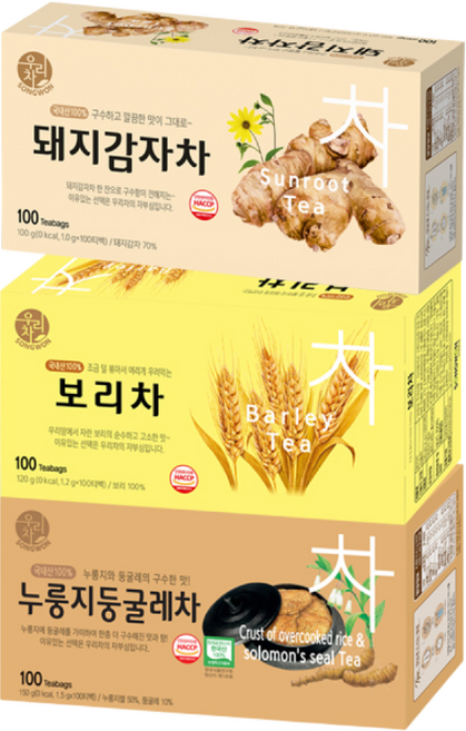송원 우리차 누룽지둥굴레차 100T +보리차 100T +돼지감자차 100T, 1개