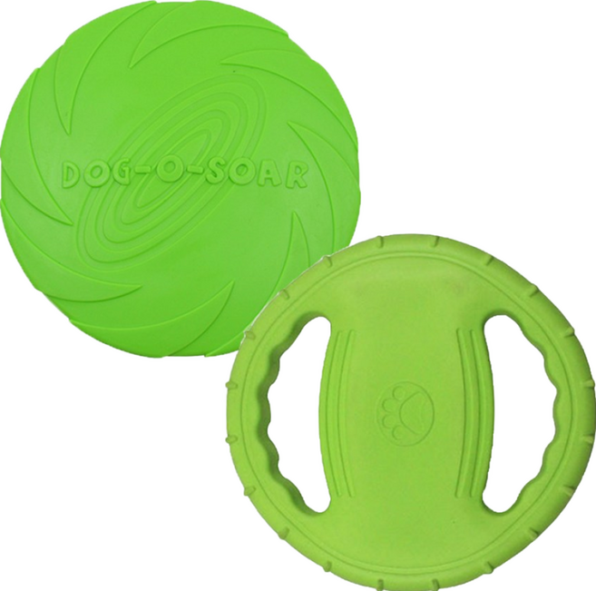 (당일발송) 이지유 강아지 프리스비 2종 세트 원반 던지기 플러피 장난감, 그린+그린, 1세트