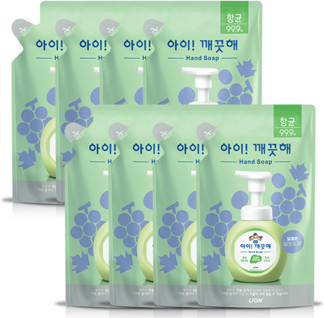 아이깨끗해 핸드워시 파우더향 리필, 450ml, 8개