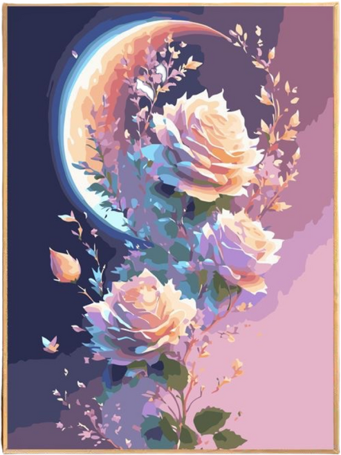 코지하루 DIY 명화그리기 물감 2세트 유화 그림 그리기 아크릴화, 월하생화 40x50 (A282), 1개