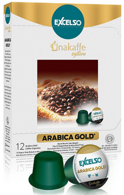 엑셀소 우나카페 커피 캡슐 아라비카 골드 - 커피 포드 12ct ( 1개 )