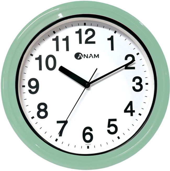 아남시계 방수 벽시계 A3103GN 33cm 주방 욕실 수영장 야외, 파스텔그린