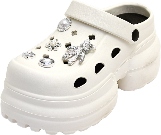 [트리샤] 9cm 비즈장식 플랫폼 EVA 경량 통굽 슬리퍼 샌들 사계절 아쿠아슈즈 BKCA5825