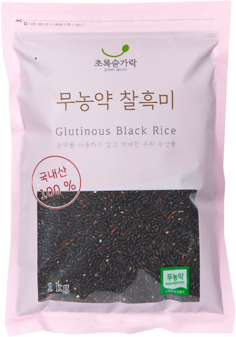 초록숟가락 무농약 찰흑미, 1kg, 3개