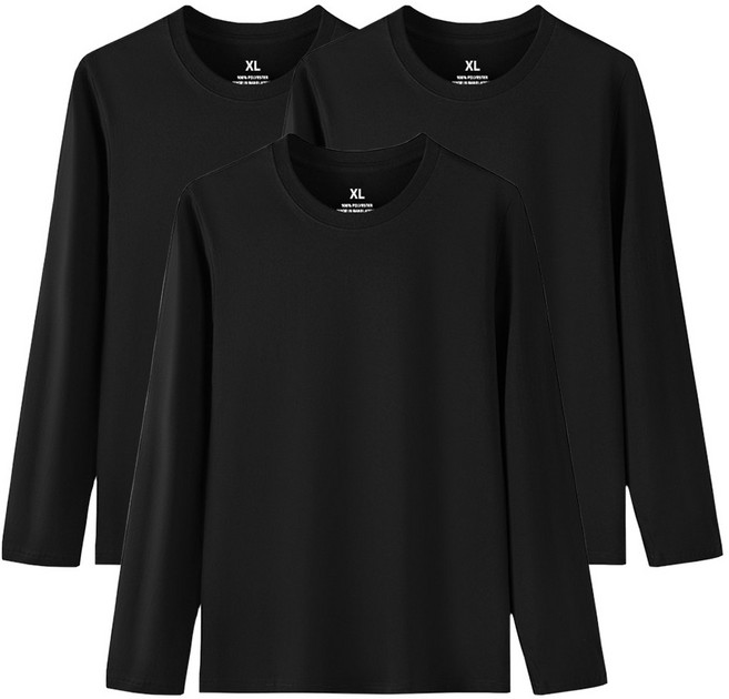 1+1+1 에이커즈 30수 무지 긴팔 티셔츠 기본 라운드 면티 흰티