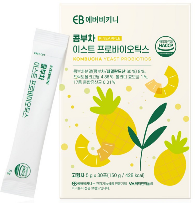 에버비키니 콤부차 이스트 프로바이오틱스 파인애플맛 30p, 150g, 1개