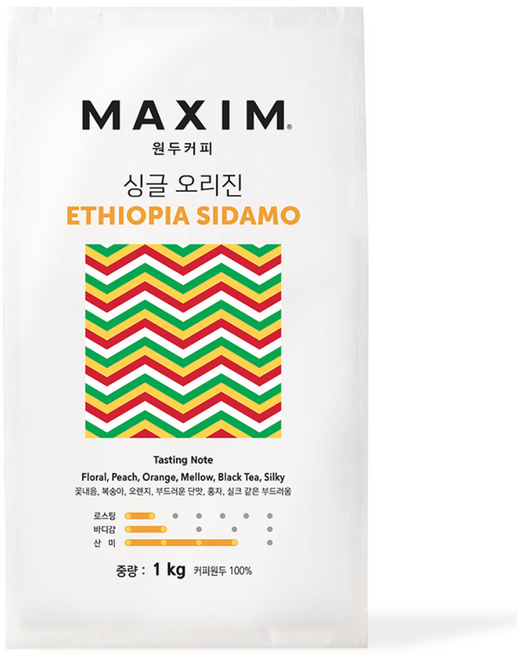 맥심 원두커피 싱글 오리진 에티오피아 시다모, 1kg, 1개, 홀빈(분쇄안함)