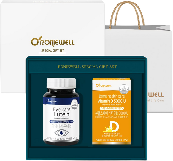 [로니웰] 직장인 선물세트 (루테인+비타민D5000), 1개, 상세페이지 참조, 90정