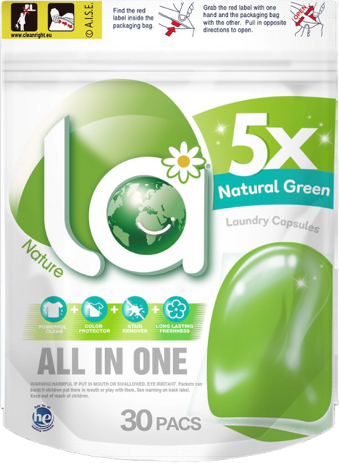 엘에이 올인원 캡슐세탁세제 내추럴그린 30개입, 1세트