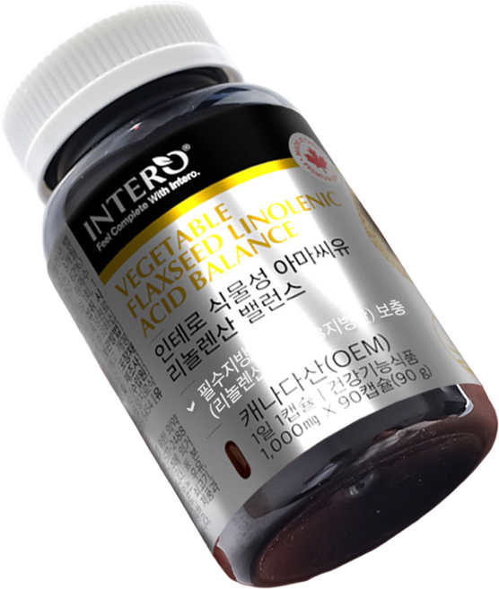 비비킹 인테로 식물성 캡슐 아마씨유 오메가3계 필수 지방산 리놀렌산 플렉시드 저온압착 아마씨 오일 캐나다 필수 지방산 인테로 식약처 인증 건강기능식품 영양제, 90정, 1개