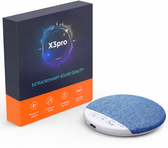 FATTYS 베개옆 무선 귀편안 백색소음기 블루투스 미니 스피커 숙면 수면보조, 블루, X3pro