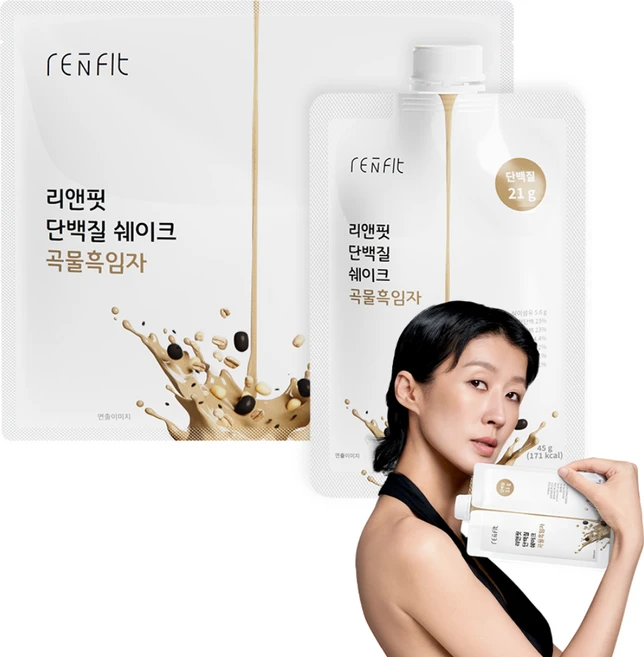 리앤핏 홍진경 단백질 쉐이크 파우치 곡물흑임자 (45g x 7개), 곡물흑임자 1세트 - 쿠팡