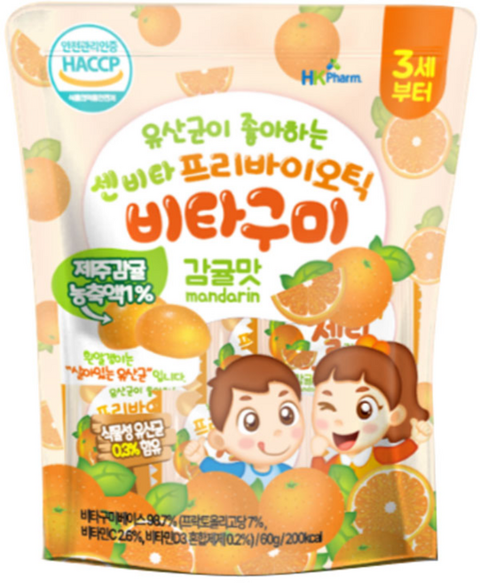 프리바이오틱 센비타 비타구미 감귤젤리 15정, 1개, 60g