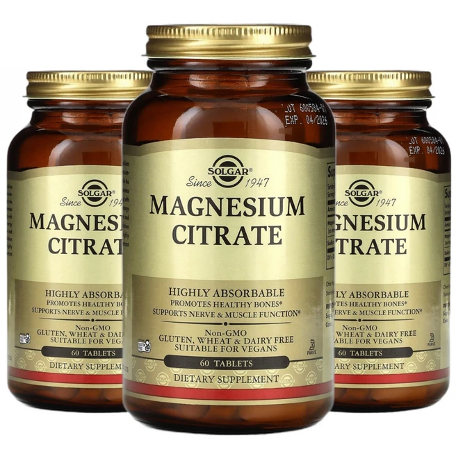 솔가 마그네슘 구연산 Magnesium 60 정 2+1, 3개, 60정 - 쿠팡