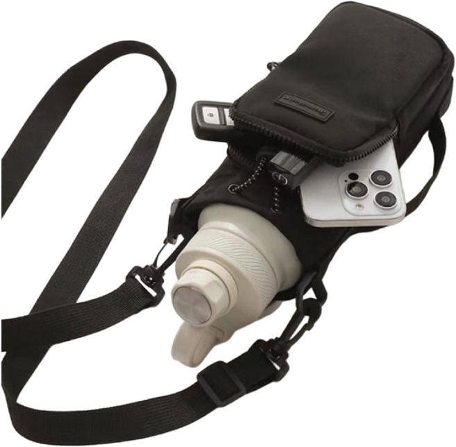 뚱보 여행보조 다용도 크로스 물병가방, 1개, 블랙 물병커버