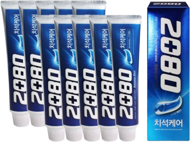애경 2080 어드밴스 블루 치석케어 치약, 120g, 10개