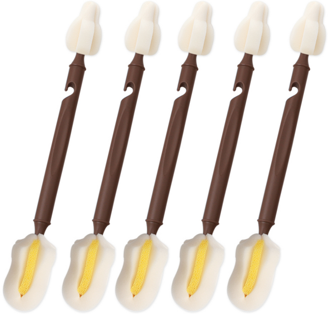 하이비 젖병 젖꼭지 세척솔 몽글이 듀얼 버블프로솔, 5개, 초코브라운