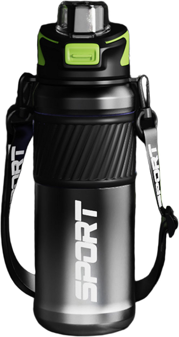 에코럭키 스테인레스 316 투톤 스포츠 보틀 800ml 보온 보냉 원터치 밀폐 뚜껑 휴대용 스트랩 손잡이, 1개, 투톤 스포츠보틀-그린