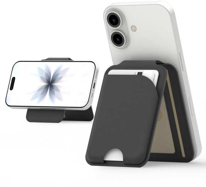 무단결제 스캐닝 안심차단 초강력 자성 6장수납 맥세이프 카드 지갑, 1개, 블랙