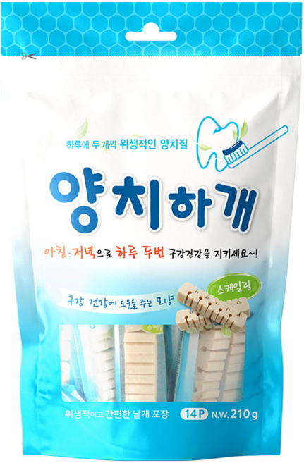 양치하개 강아지 덴탈껌 14p, 스케일링, 210g, 1개