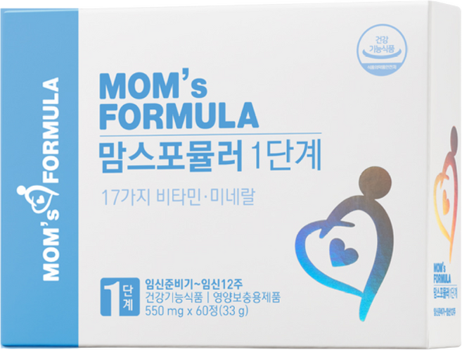 맘스포뮬러 1단계 임산부 임신초기 활성형 엽산 영양제, 1개, 60정