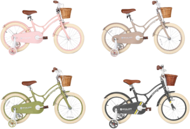 로얄키즈 클래식 어린이자전거 유아 14인치 16인치 18인치, 18, 밀크티, 1개