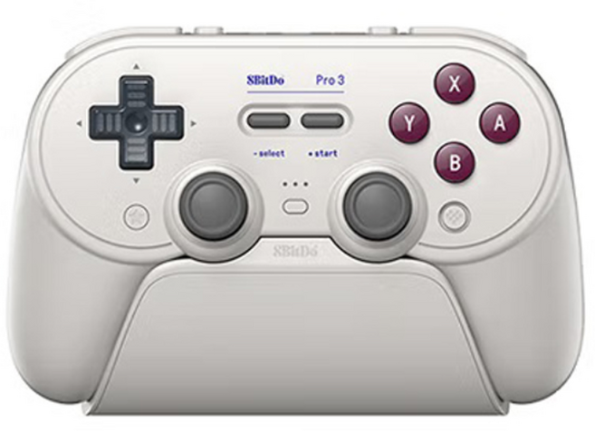 8BitDo 팔비토 Pro3 블루투스 게임패드 TMR 분리형 조이스틱 마그네틱 탈부착 버튼 PC 1000mAh, 클랙식 화이트, 1개
