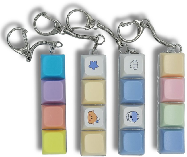 브헤오떼 클링클링 4구 청축 키캡 키링, 1개, 마카롱