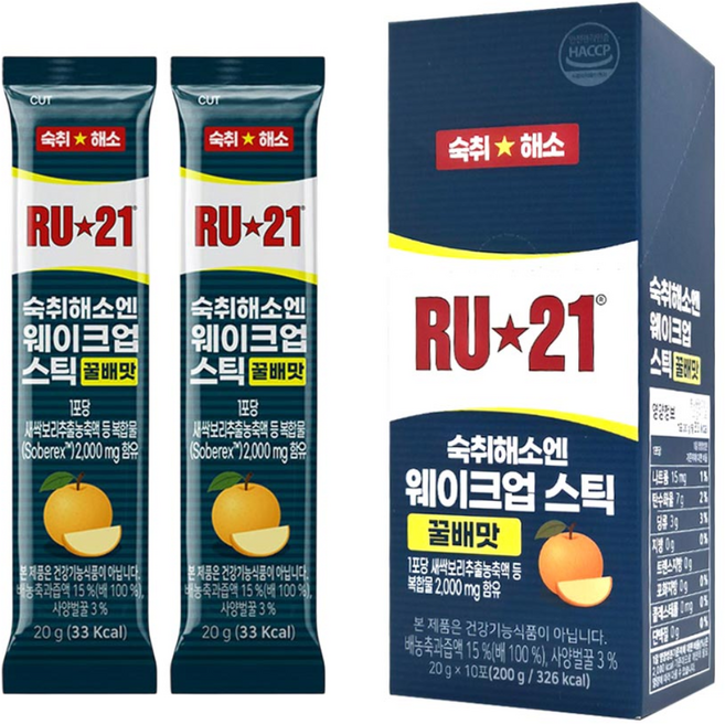 알유21 숙취해소엔 웨이크업스틱 꿀배맛, 10개, 20g