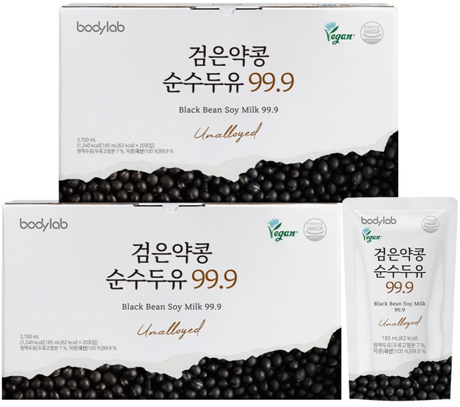 바디랩 검은약콩 순수두유 99.9, 185ml, 40개