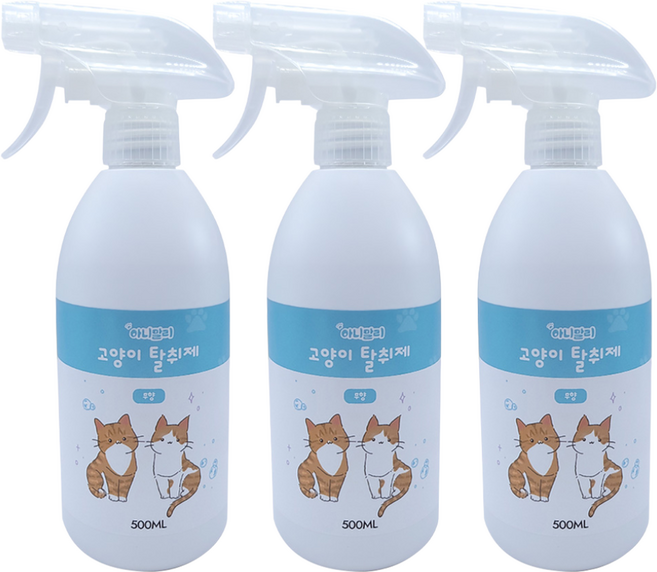 아니말리 고양이탈취제 무향 화장실 모래 냄새제거, 3개, 500ml