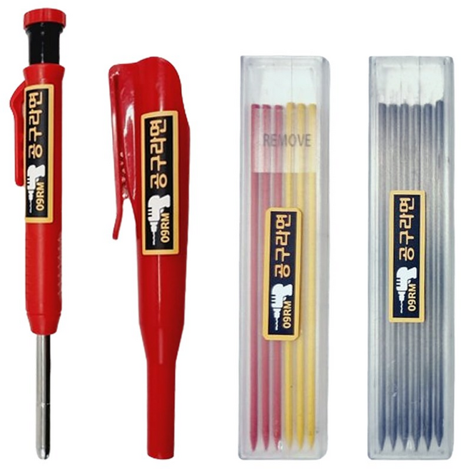 공구라면 ( 09RM ) 목공펜 세트 목공연필 인테리어 펜슬, [선택2] 레드, 1세트