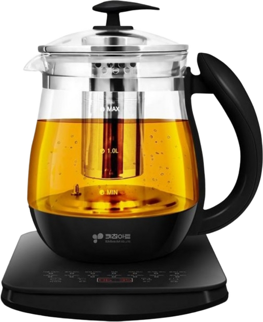 키친아트 전기포트 스텐 전기주전자 무선 대용량 커피포트, 02] 스마트 전기포트 1.7L, 블랙