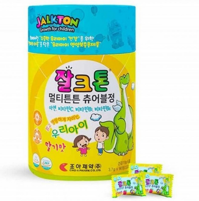 조아제약 잘크톤 멀티튼튼 츄어블 90정 비타민C B군 아연 성장기 어린이 키즈 영양제, 1박스