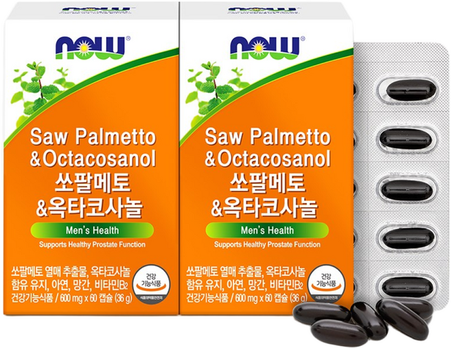 나우푸드 쏘팔메토&옥타코사놀 60캡슐 2박스, 60정, 2개