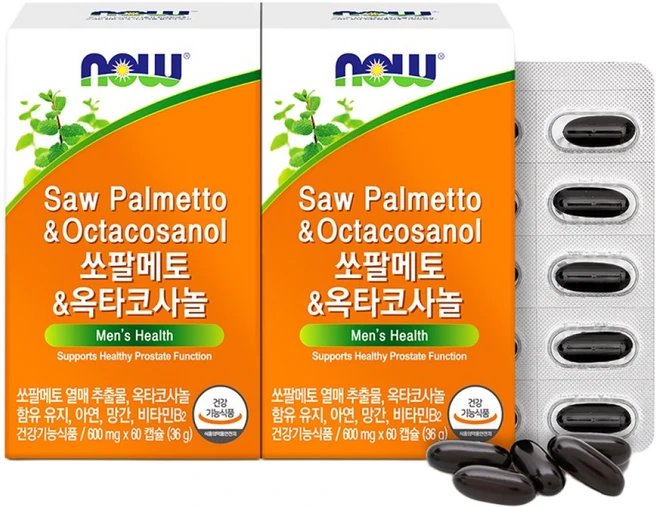 나우푸드 쏘팔메토&옥타코사놀 60캡슐 2박스, 60정, 2개 - 쿠팡