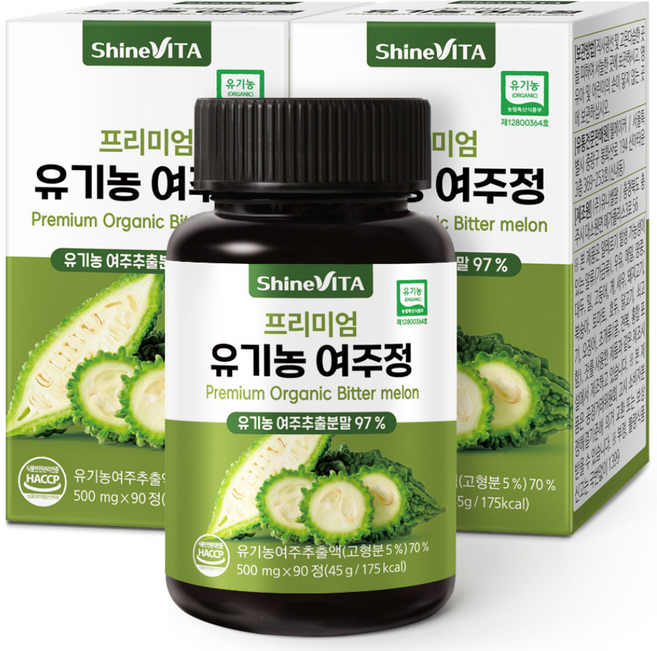샤인비타 프리미엄 국내산 유기농 여주정 여주환 여주추출분말 97%, 3개, 90정