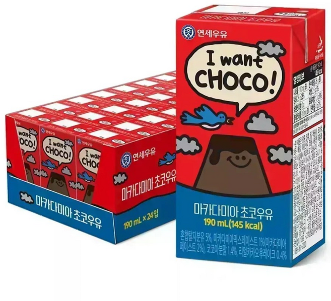 연세우유 멸균 마카다미아 초코우유 190ml 24개 310823
