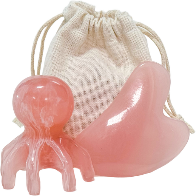 루체아 상처없는 올인원 괄사 두피 안면 승모근 뒷목, 크림핑크 문어괄사, 1개