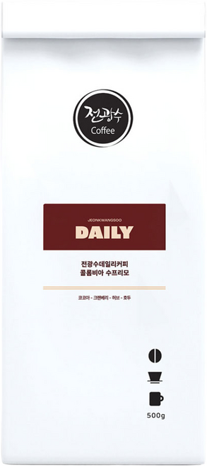 전광수커피 원두 데일리 콜롬비아 500g 산미있는 원두, 분쇄안함, 1개