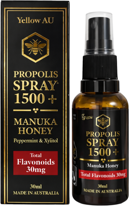 [고함량 프리미엄] Yellow AU 호주산 마누카꿀 프로폴리스 스프레이 1500+ 플라보노이드 30mg, 1개, 30ml