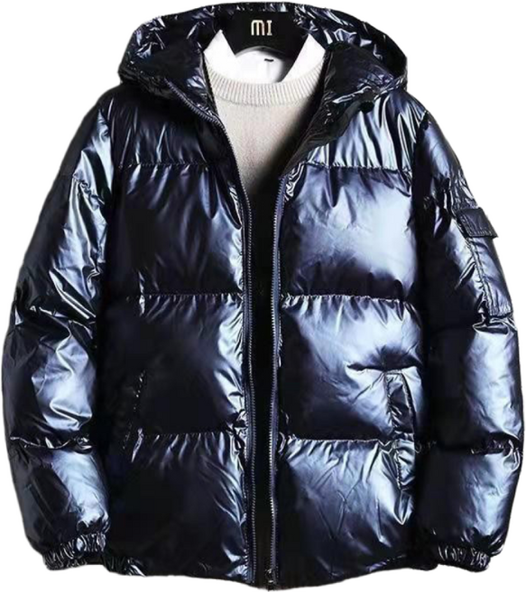 TIMEPURE 겨울 남성 면패딩점퍼 두꺼운 남자 다운 코트 보온 후드 숏패딩 트렌디 광택 남성 면패딩 오버핏 겨울 아우터 대형 사이즈 겨울코트 캐주얼 스타일 포근한 외투