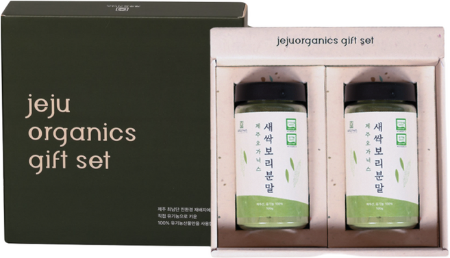 제주 오가닉스 유기농 새싹보리분말 선물세트, 1박스, 200g