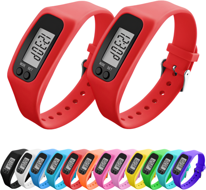 브레베네 만보기 손목시계, 2개, 레드1+레드1