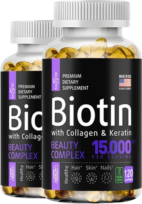 비오틴 콜라겐 케라틴 보충제 – ​​남성 및 여성을 위한 모발 성장 – 모발 피부 및 손톱 비타민 – 관절 및 장 건강 지원 – 모발 성장 보충제 대머리 모발 성장, 120캡슐, 120정, 1개 - 쿠팡