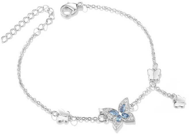 블루 큐빅 나비 여성 팔찌 커플 100일 선물 사이즈 조절 가능 모던스타일 생일선물 여성 악세사리