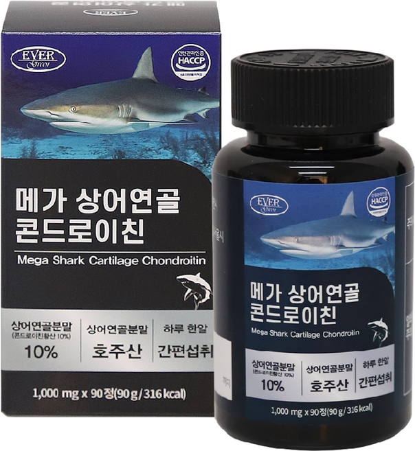 콘드로이친 콜라겐 메가상어 연골 1000mg, 3개, 90정