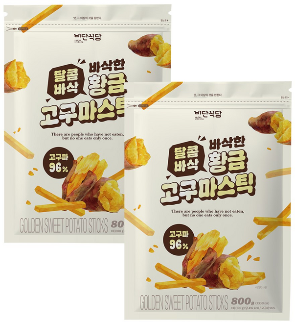 달콤바삭 대용량 황금고구마스틱, 800g, 2개