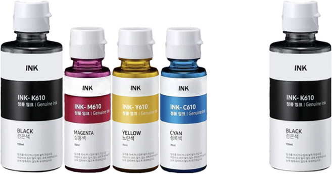 삼성 INK-K610 잉크 삼성 C610 M610 Y610 잉크 SL-T1670W T1670 T1672W J1560W J1565 J1563W J1565W 잉크젯 프린터 잉크, 1개, INK-610 (2K+CMY/ 5 색세트 )