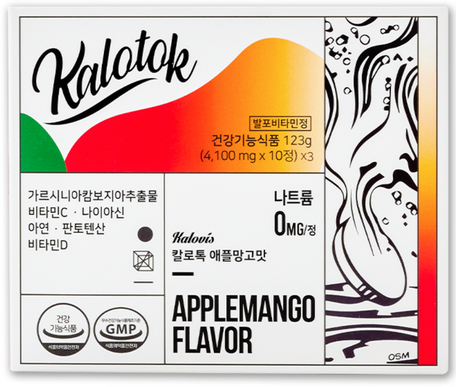 칼로비스 칼로톡 애플망고맛 가르시니아 발포비타민 마시는 다이어트보조제, 1박스, 30정